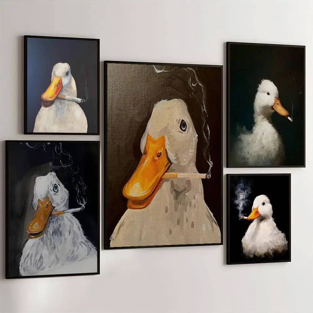

Duck Fun Illustration Smoking Duck Classic Movie Posters HD Quality Poster Wall Art Painting Study Nordic Home Decor