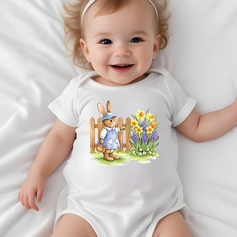 

Комбинезон из чистого хлопка с принтом «Счастливой Пасхи» для малышей, удобный хлопковый комбинезон для новорожденных от 0 до 12 месяцев