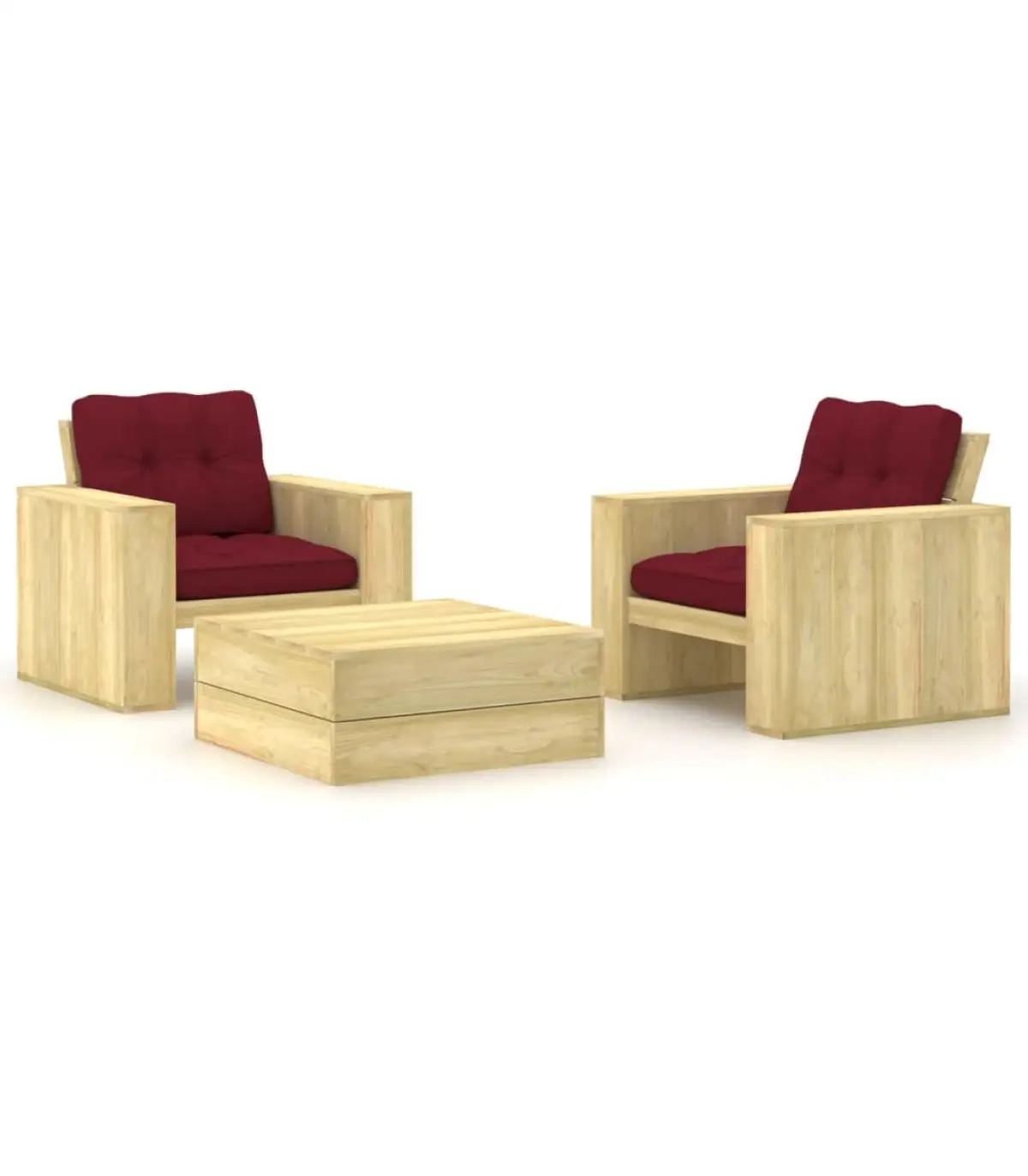 Garden sets Set garden furniture and cushions 3 PCs pine wood impregnated