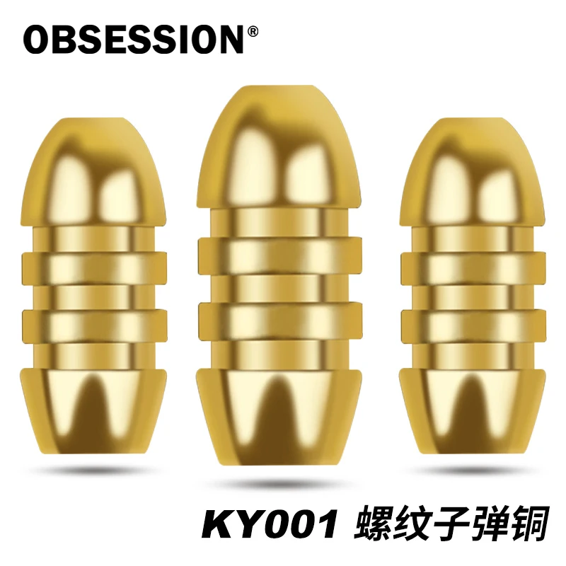 OBSESSION KY001 50pc 1.8g 3.5g 5g 7g 10g Threaded Bullet Copper Weights Quicker Sinking Connector Brass Fishing Lead Fall Sinker