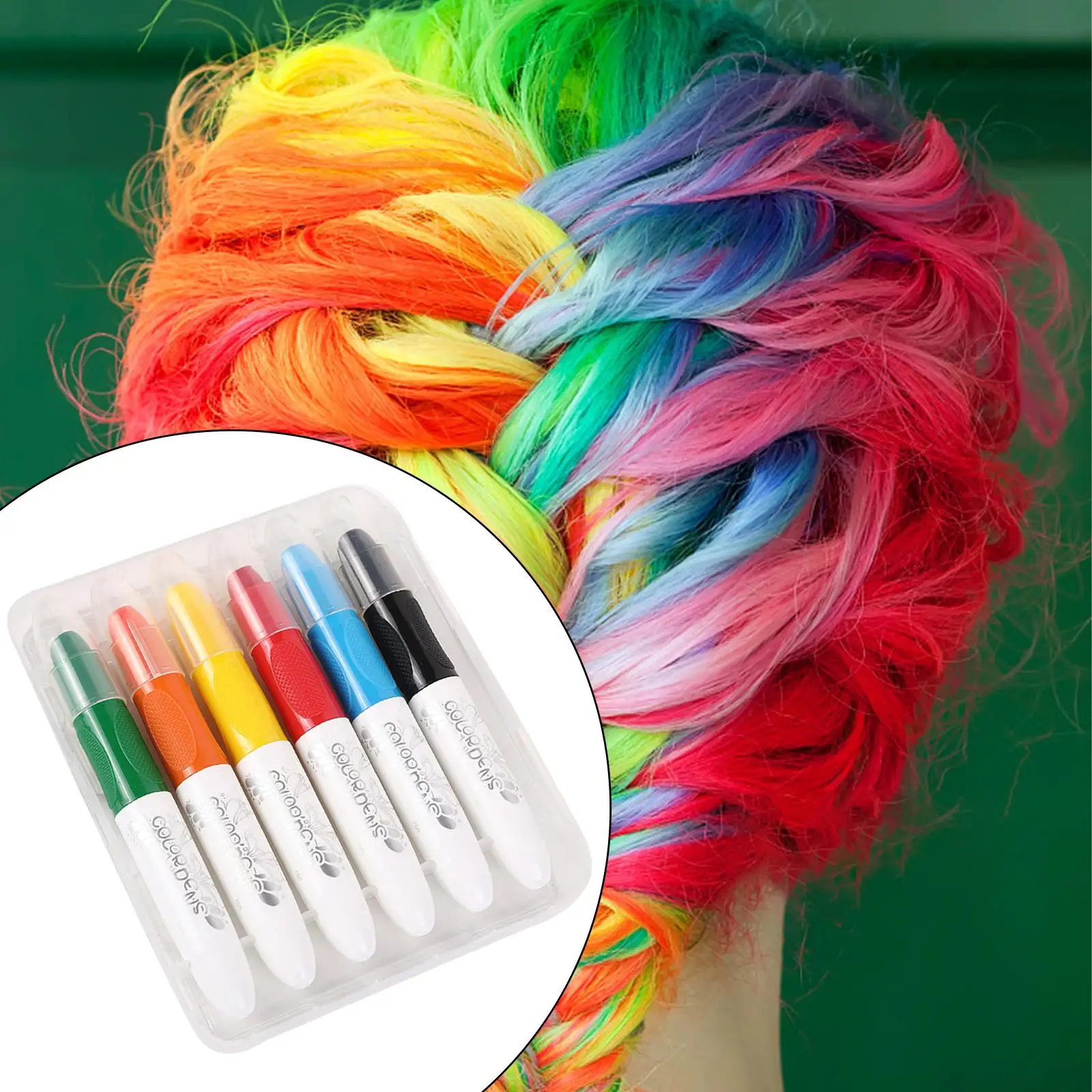 6Pcs Hair Chalk Pens Face Body Paint Crayons for Birthday Music Festival