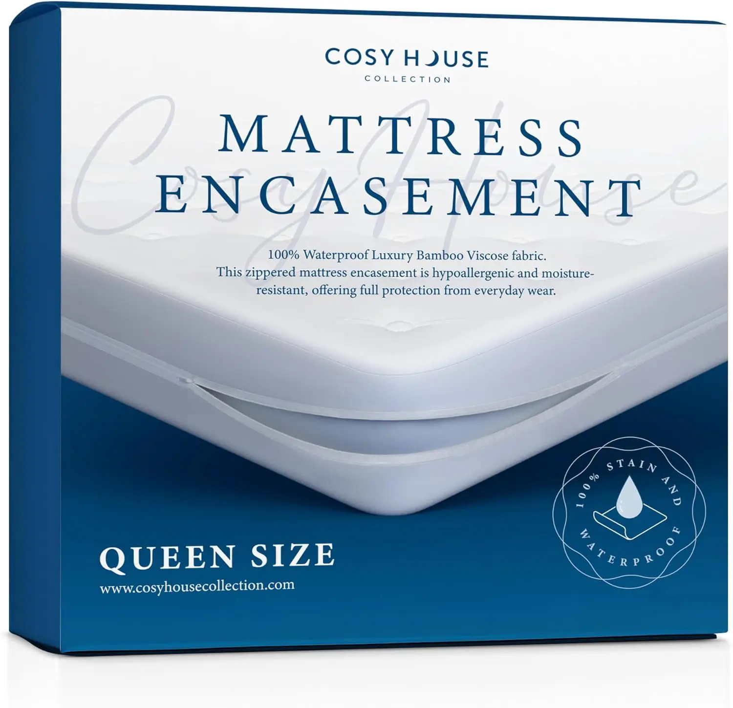 

Luxury Zippered Mattr Encasement - Master Bedroom Entials - 100% Waterproof - Rayon Derived From Bamboo - Ultimate Noisel