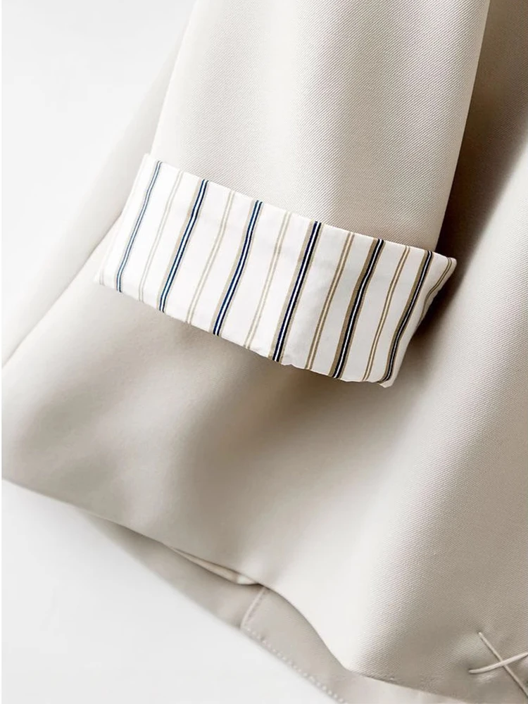 패션 여성 정장 재킷 솔리드 컬러 긴 소매 코트 스트라이프 패치워크 커프스 가을 겨울 우아한 출퇴근용 아우터웨어