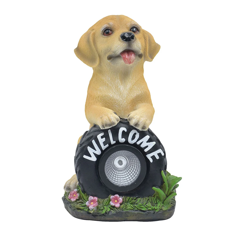 

Solar Puppy Statue Lawn Lamp Resin Material Energy Saving Night Light Garden Decor Yard naments Pathway Driveway Solar Lights