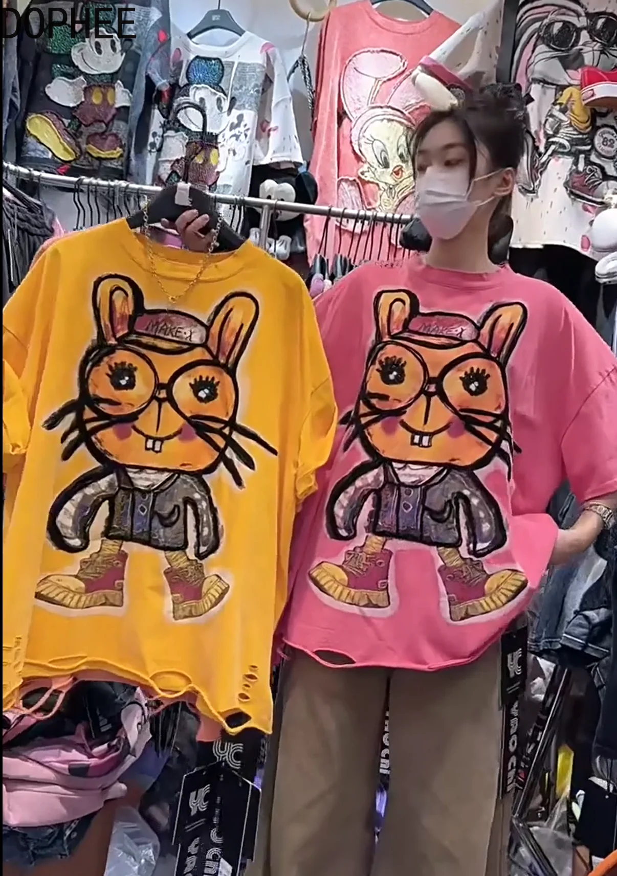 

Американская уличная футболка с блестками и мультяшным принтом в стиле хип-хоп, весна-лето, свободные футболки с короткими рукавами, универсальные пуловеры с круглым вырезом, топы