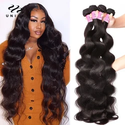 UNice Hair 30 inch Body Wave Bundles Peruvian Hair Bundles 100% Human Hair Bundles Virgin Human Hair Weave Extension 1/3Pcs