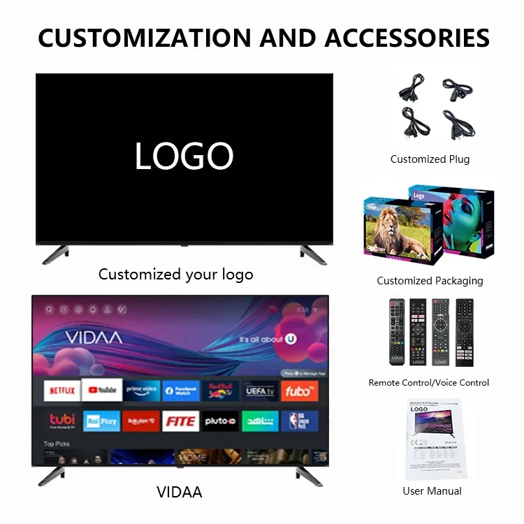 Television 85 Inch 2K 4K Led Qled Smart Tv Android WebOS Google Tv Smart 32 40 43 50 55 65 75 85 Televisor