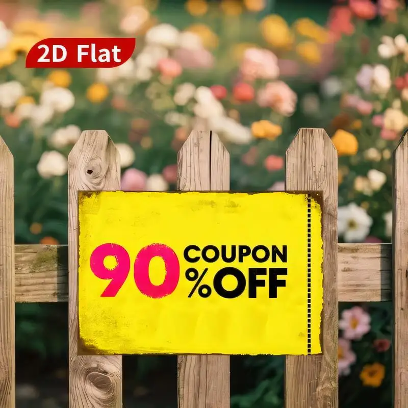 90% OFF Coupon Vintage Yellow Metal Tin Painting - Retro Wall Art for Garden Yard Decor, Iron Material, Coupon - Themed Decor, Y