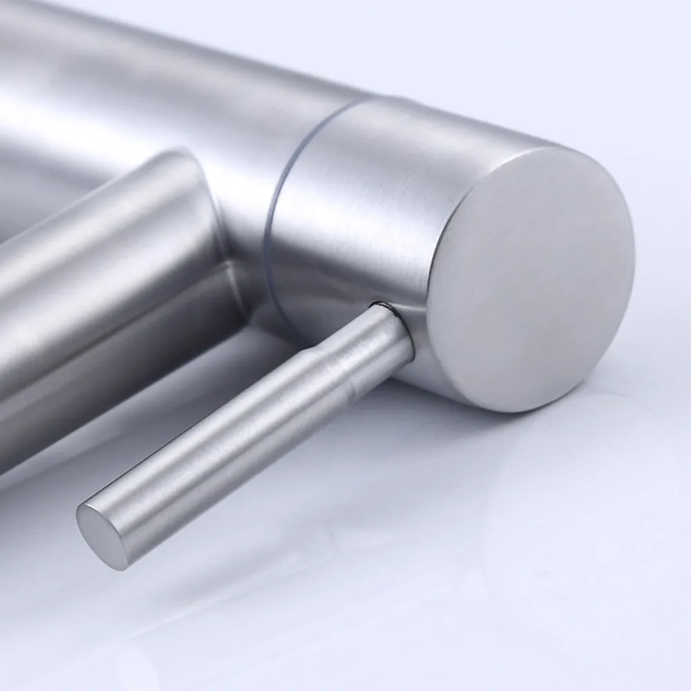 

Увеличенный смеситель для умывальника из нержавеющей стали, быстро открывающийся серебристый/черный одинарный смеситель для холодной воды, нержавеющий кран для раковины, смеситель для воды, столешница для ванной комнаты