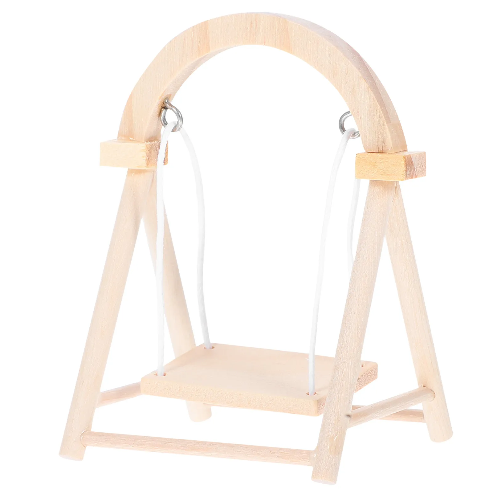 

Miniature Wooden Swing for Dollhouse Decoration Garden Patio Scene Home Desktop Decor Photography Prop Mini Furniture Ornament