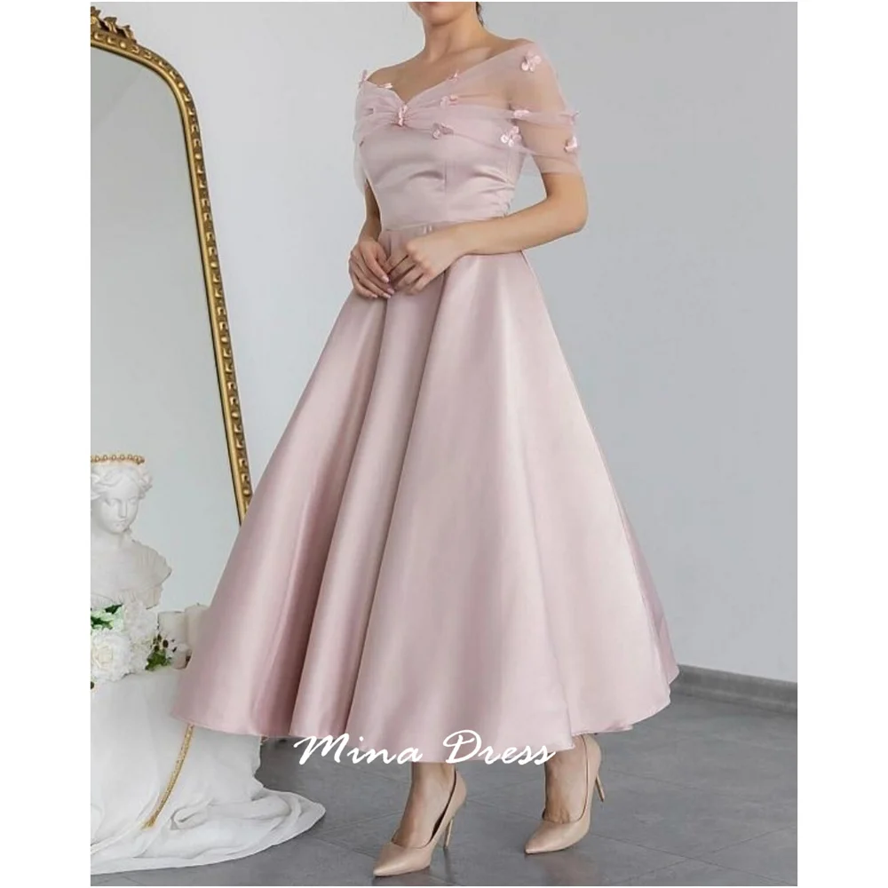 

Mina Customized Shoulders Evening Dress Luxury Elegant Party Dress Flowers Formal Occasion Dresses for Special Occasions Woman
