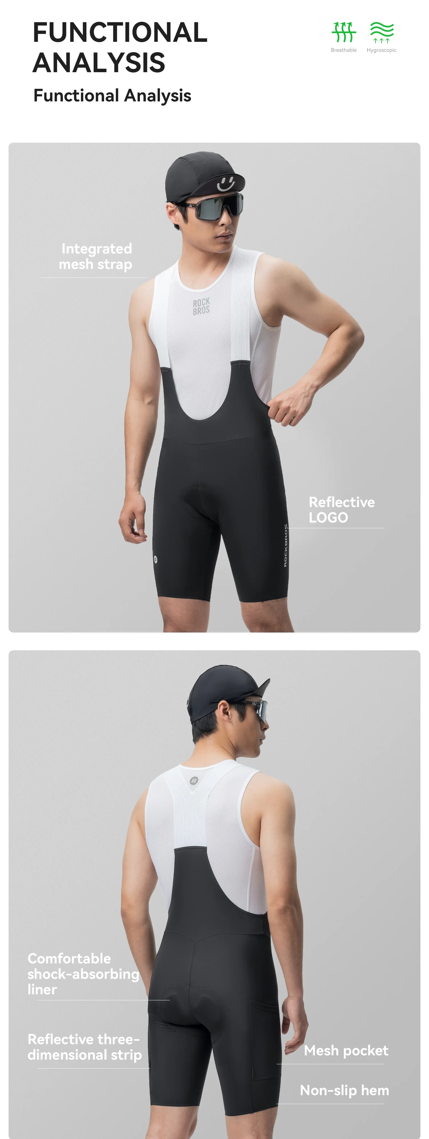 ROCKBROS Fahrrad-Trägerhose Nahtlos Herren Fahrradhose 6 Stunden 500 km Fahrt Sommer MTB Rennradhose Pufferzone Fahrrad-Tights – Detail 4