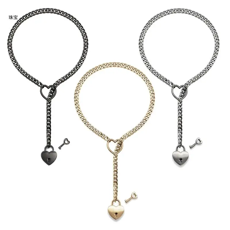 

X5QE Fashionable Heart O Ring Slip Necklace Versatile Necklaces Accessory for Ladies