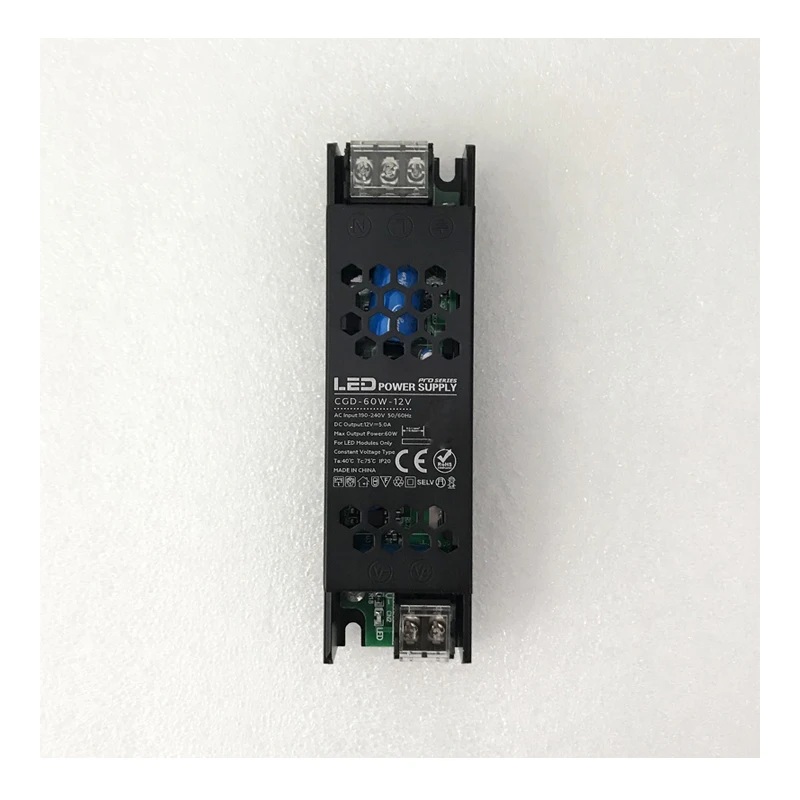 Alimentatore LED 12V 5A 24V AC 220V a DC Trasformatore sottile Convertitore super sottile da 60W per lampadina a strisce LED Driver LED 2,5A