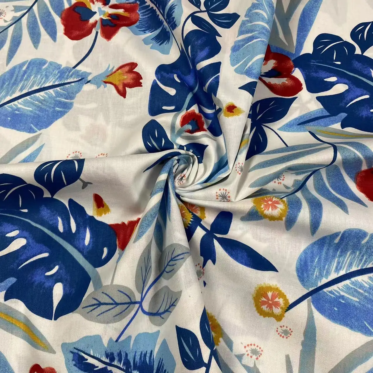 Cotton Poplin Printed Fabric Tropical Style Beach Pants Clothing Hat Dress Diy Sewing