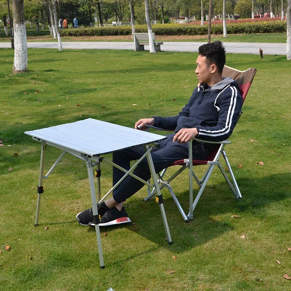 Compact Aluminum Foldable Table Portable Outdoor Dining Surface Barbecue Picnic Activity Gear Sturdy Easy Storage Design
