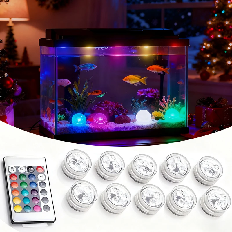 Remote Control Underwater Light Waterproof,Color Changing LED Pool Lamp for Indoor Aquarium, Bowl, Table Centerpiece Nightscape