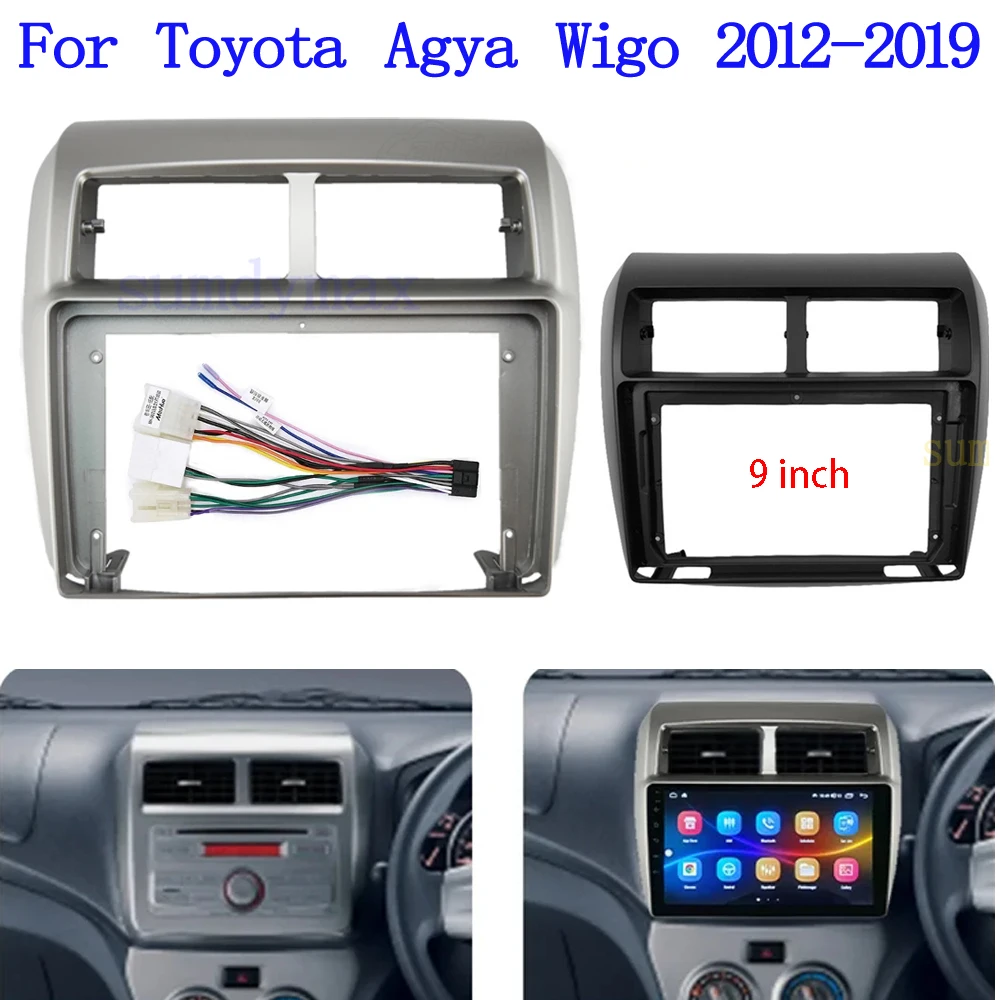 

2din 9inch Car Radio Frame Fascias for Toyota Wigo Daihatsu Agya Ayla Navigation Panel Android Screen Dask Kit Fascia Frame