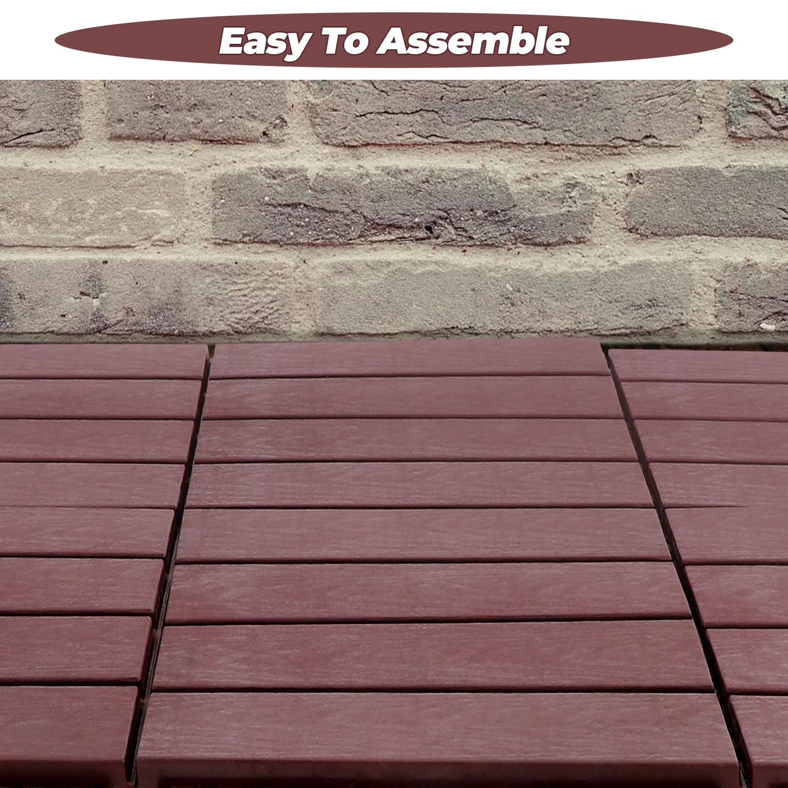 

6 Pcs Plastic Floor Interlocking Tiles Balcony Water Proof Pp Decking Flooring Garden