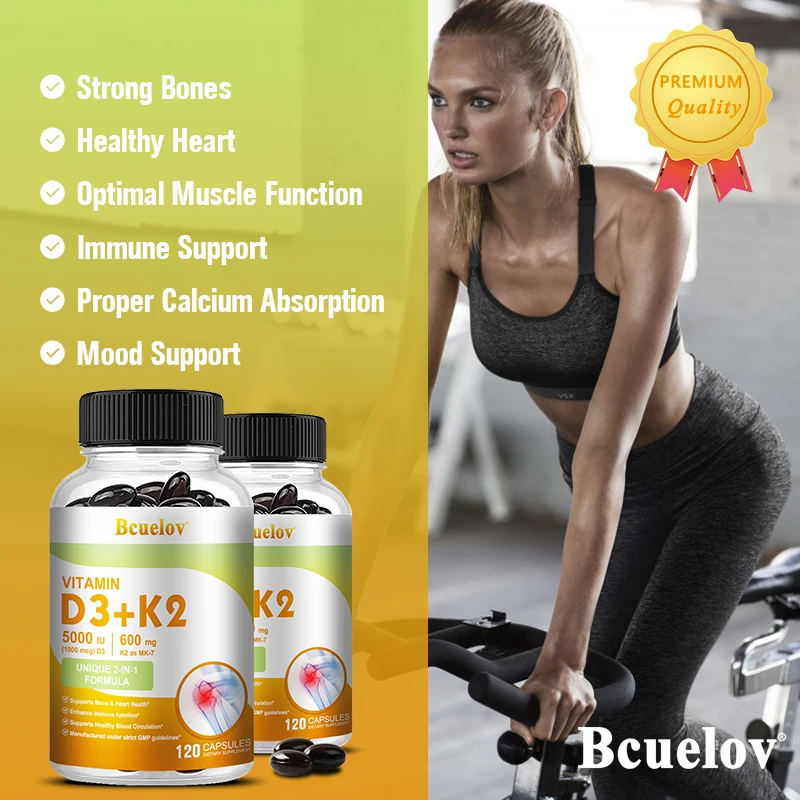 فيتامين د3+ك2، يدعم صحة العضلات، ويعزز امتصاص الكالسيوم، ويقوية العظام والجلد ونظام المناعة والرؤية وصحة القلب #2