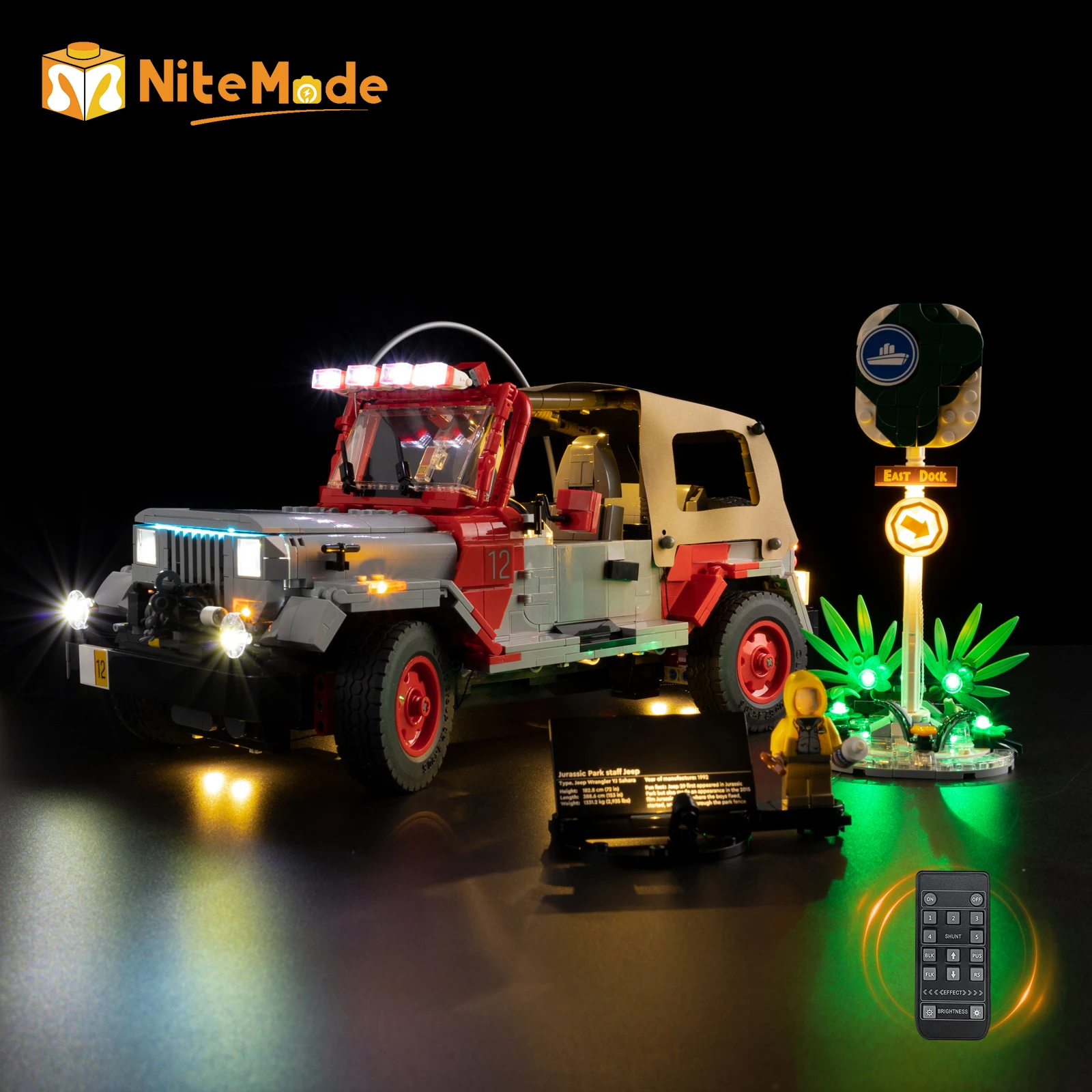 Juego de luces LED Easylite compatible con Lego Jurassic Park Jeep Wrangler 77984 (sin modelo)