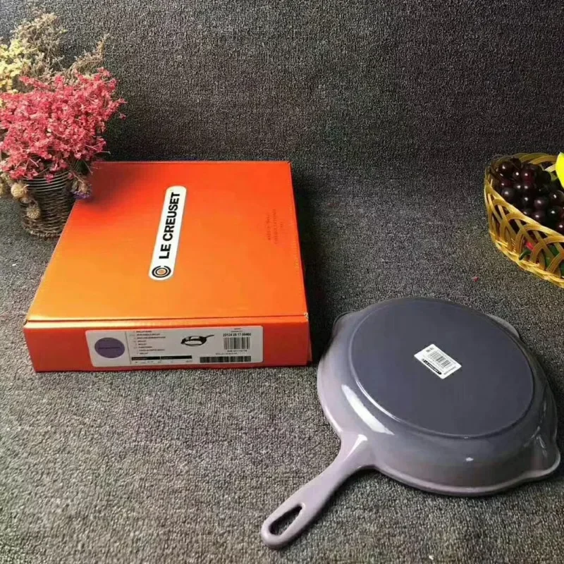 Cast Iron Enamel Flat Bottom Frying Pot Home Skillet Uncoated Scrambled Egg Frying Pan Universal for Gas and Battery Furnace