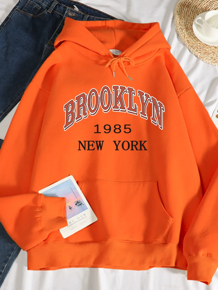 Brooklyn 1895 New York City Letterprinting Women Hoodie Loose Casual Hoody Autumn Oversize Sweatshirt Fashion Casual Pullover