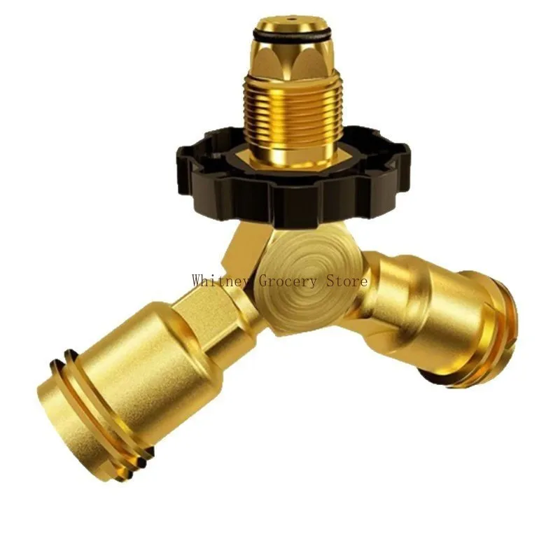 Outdoor Camping Hiking Stove Adaptor Propane Tank Y-Splitter Adapter Two Furnace Connector Way LPG Adapter Tee Connector
