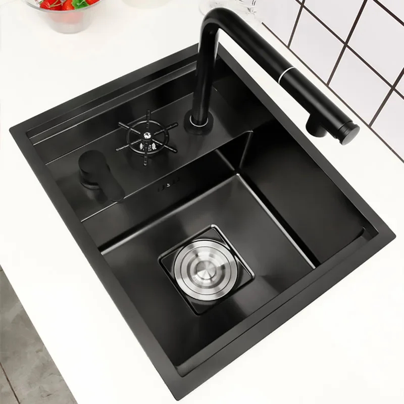 Hidden Form Sink Cup Washer Kitchen Sink Stainless Steel Single Bowl Bar With Cover Balcony Dishwasher Basin