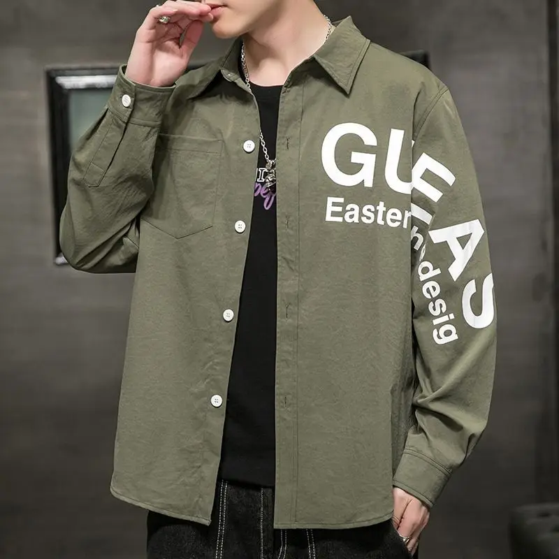 

New Men's Casual Loose irt Autumn Faion Versatile Outerwear Stand Fit Long Sve Mosquito Proof High Elastici Pure ...