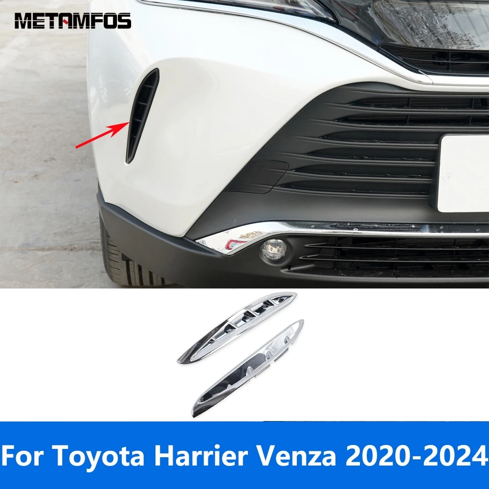 For Toyota Harrier Venza 2020-2022 2023 2024 Chrome Front Bumper Fog Ligth Lamp Grille Air Vent Trim Accessories Car Styling