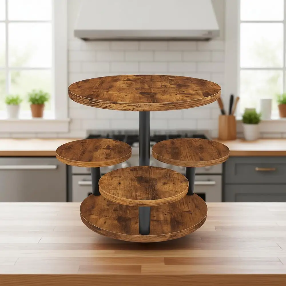 

Вращающаяся 2-ярусная подставка для кексов, деревянная подставка для 50 кексов, деревенский многоярусный поднос для вечеринок и торжеств