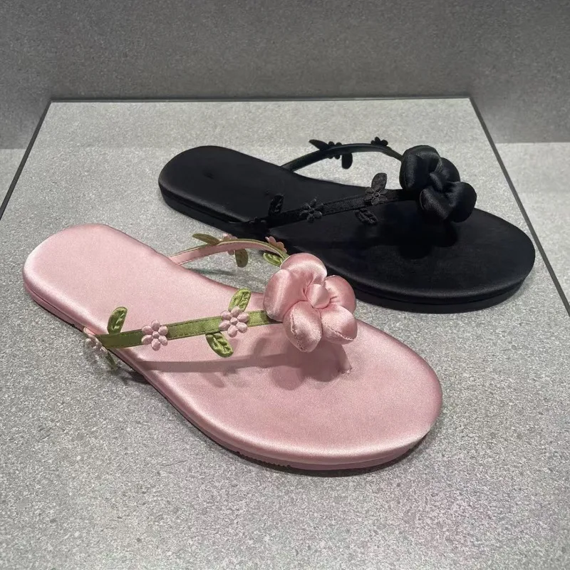 

Summer Flip-flops Cute Vacation Wind Comfort Slipper for Women Sweet Fairy Wind Flower Decoration Woman Shoes Sandalias De Mujer