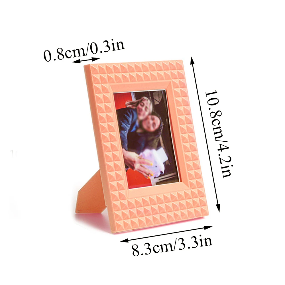 3 Inch Mini Photo Frame Rivet Pattern Colorful Picture Display Stand Picture Frame Desktop Decor Album Idol Photocard Holder INS