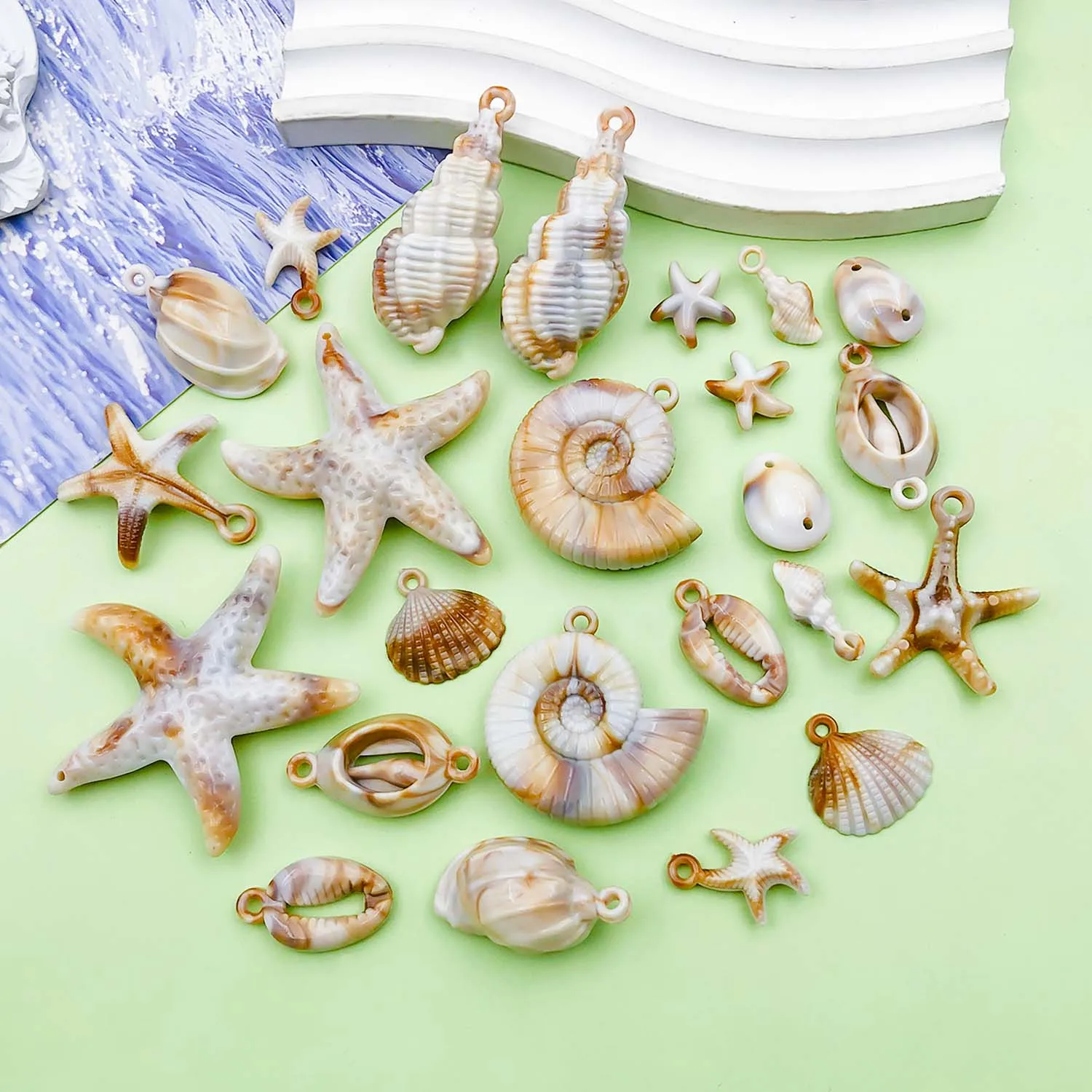20/24pcs Acrylic Shell & Starfish Charms for DIY