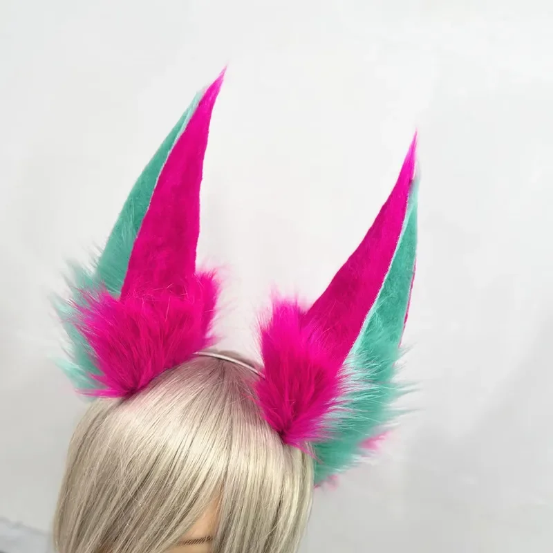 Custom for Star Guardian Xayah League Of Legends Fox Wolf Ears Hair Hoop Headwear Cosplay Props Hand Made lovely hollaween clips