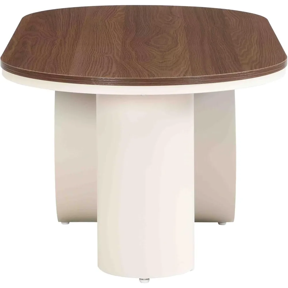 47.24'' Modern Coffee Table, Luxury Oval Coffee Table with Storage Drawer and Shelf, Metal Center Table for Living Room