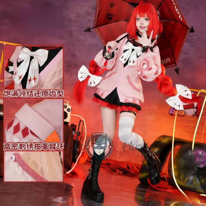 

Game Zenless Zone Zero Ukinami Yuzuha Cosplay Costume Wig Pink Sweater JK Skirt Uniform Christmas Halloween Party Clothes