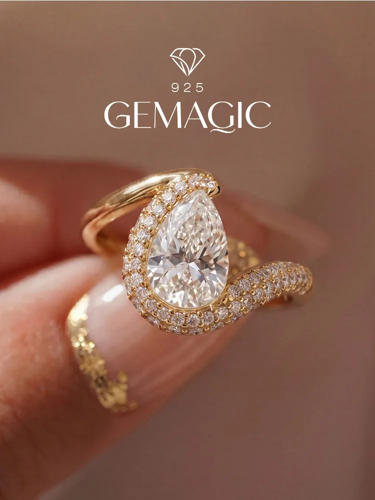 925 Sterling Silver Fashioned Shiny 6*9mm Waterdrop Zircon Ring For Women Wedding Party Daily High Quality Fashion Fine Jewelry