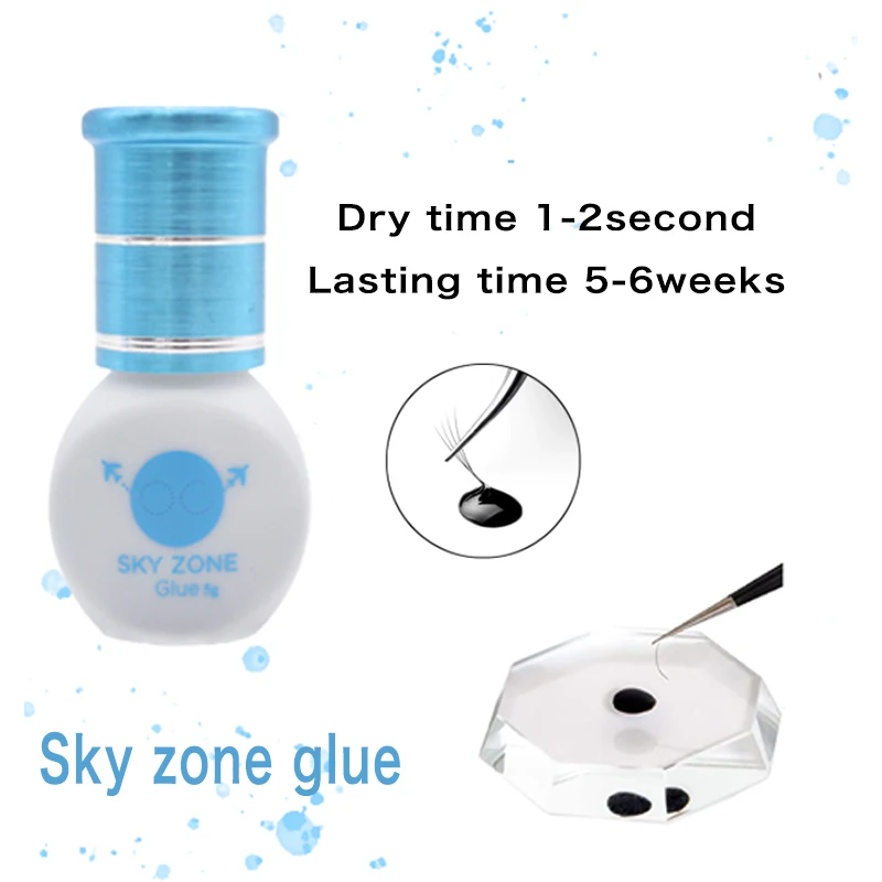 5g Sky Zone Glue For Eyelash Extensions 1-2s Dry Time Extra Strong Lash Adhesive Retention 6 Weeks Non Irritating Makeup Supplie