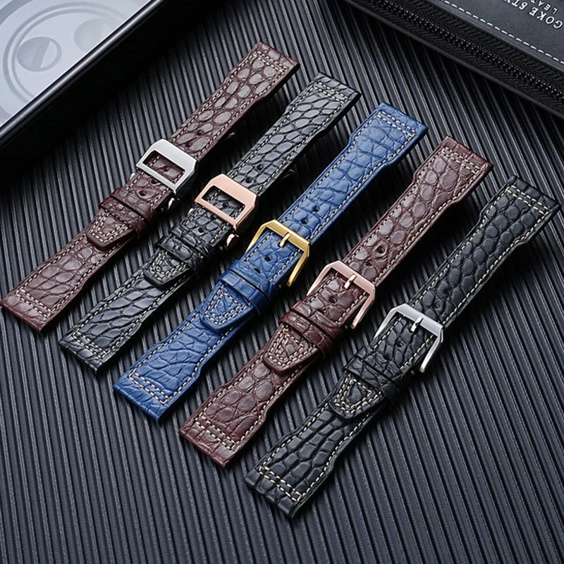 Extended leather watch strap for IWC Tissot Armani Nishitetsu Thick and chubby wrist long cowhide bracelet 20MM 22MM watchband
