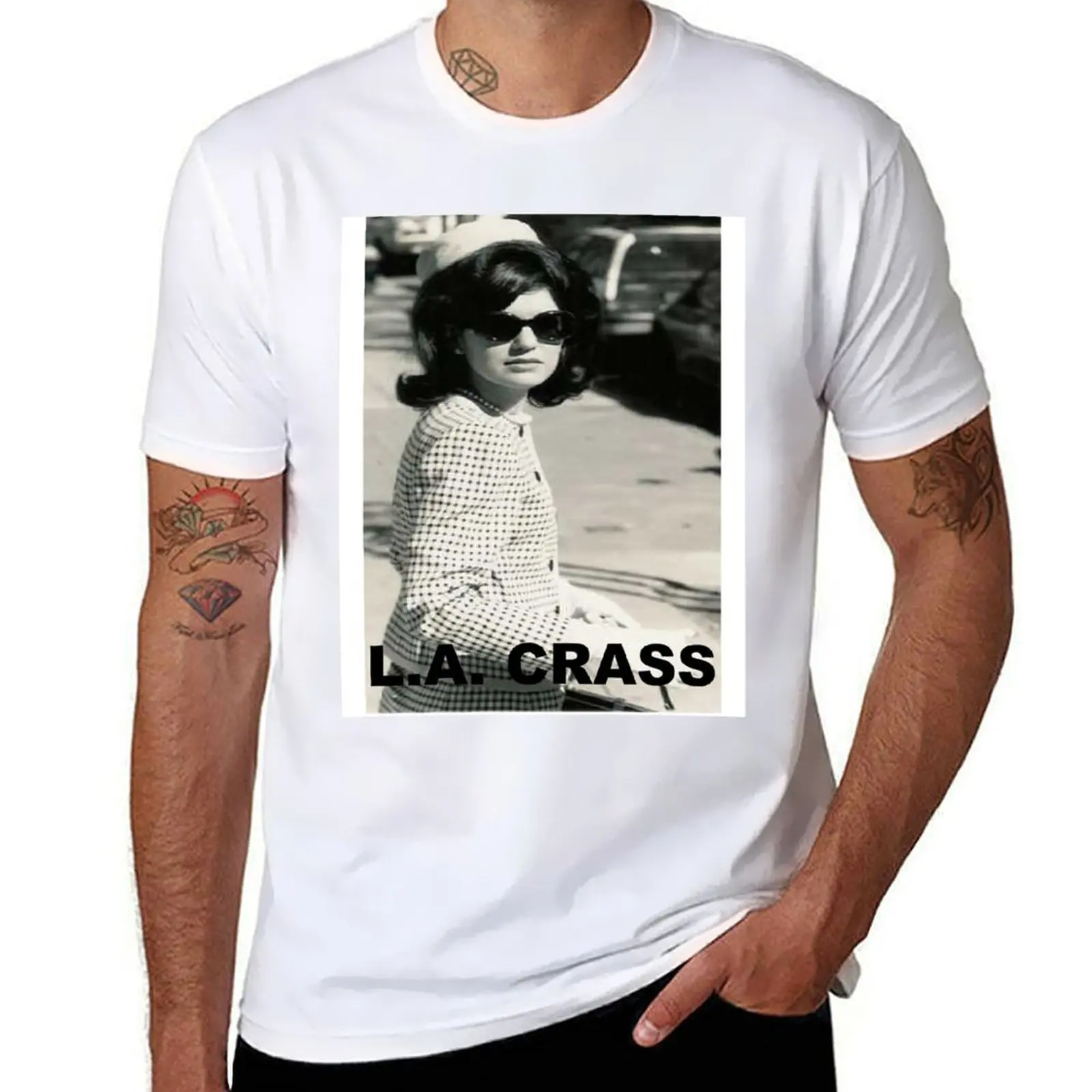 

Jackie Kennedy Onassis - L.A. CRASS T-Shirt mens graphic t shirts printed t shirts for man t shirt man luxury T-Shirt