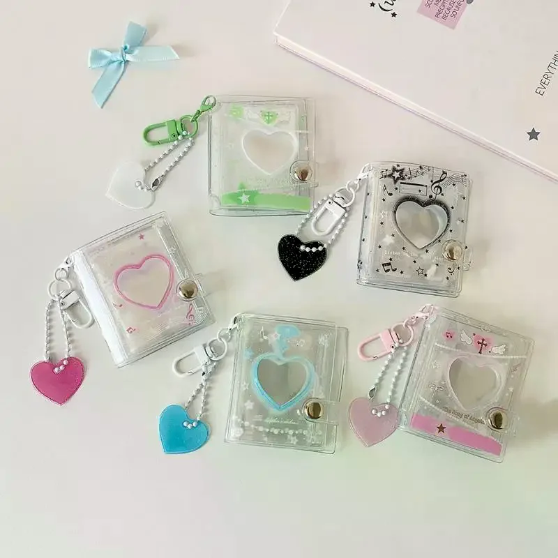 INS Style 12 Pockets Transparent PVC Glitter Storage Book Small Card Booklet Keychain Binder Name Card Book Photocard Holder