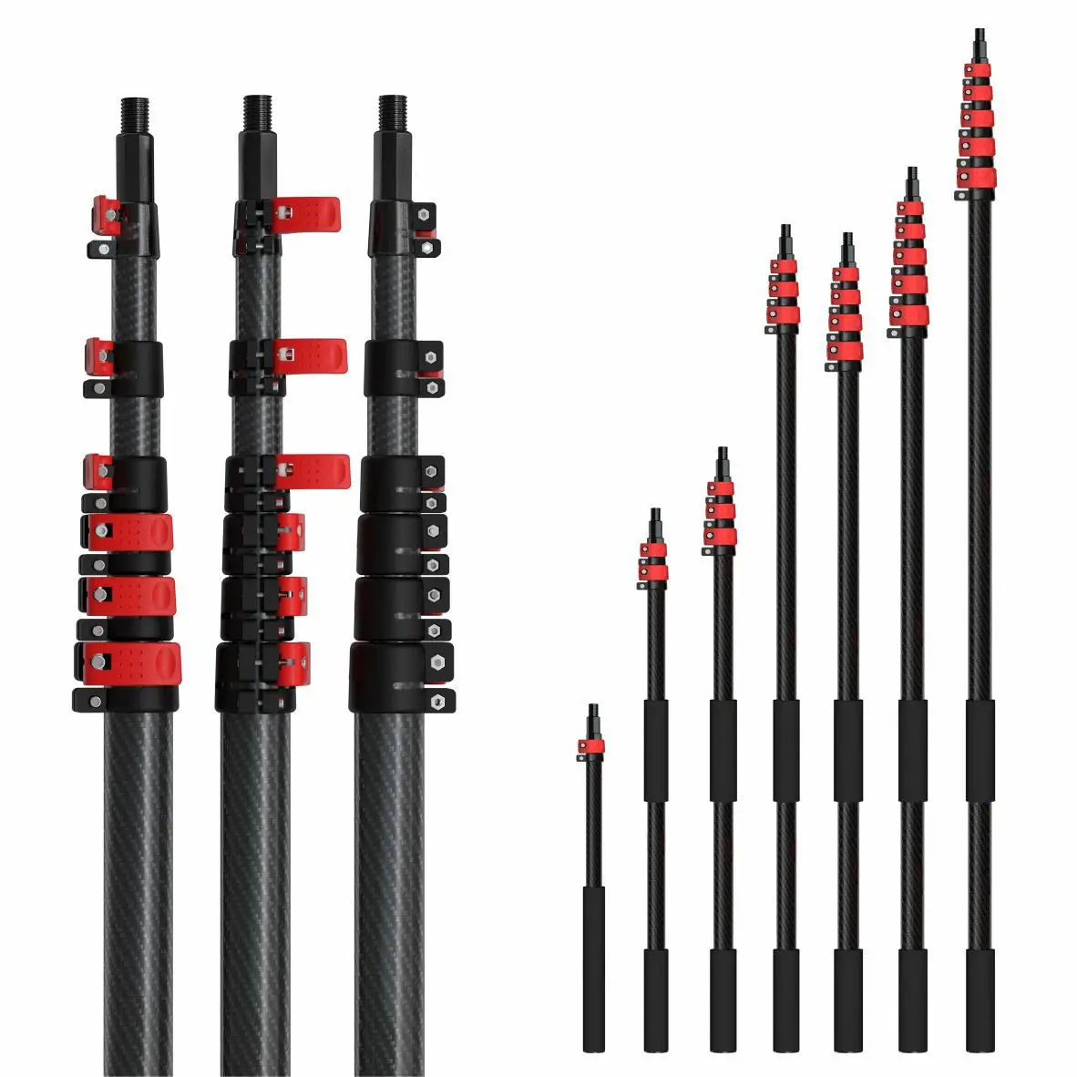 Professional 100% Carbon Fiber Water Fed Pole System Telescopic Window Cleaning Pole with Brush for Solar Panel Washing