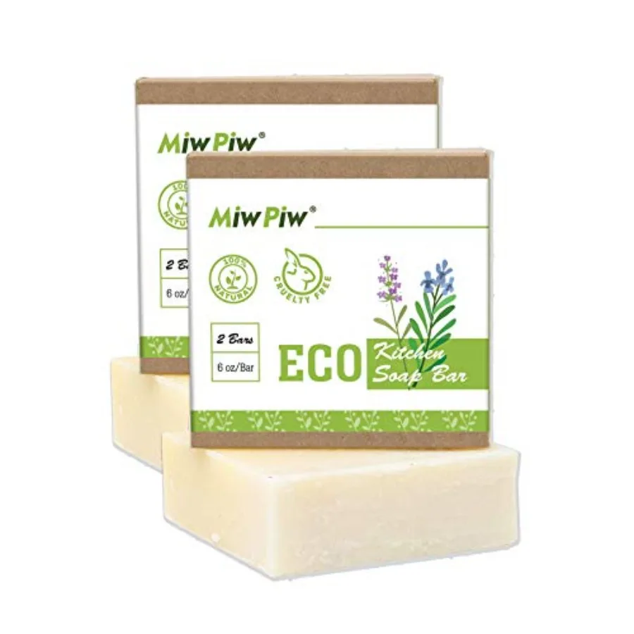 

Vegan Dish Soap Bar Pack 2- Large 5 Ounce - Lather Clean Safe Ingredients- Plastic Free Palm Oil Free - Zero Waste Eco Friendly