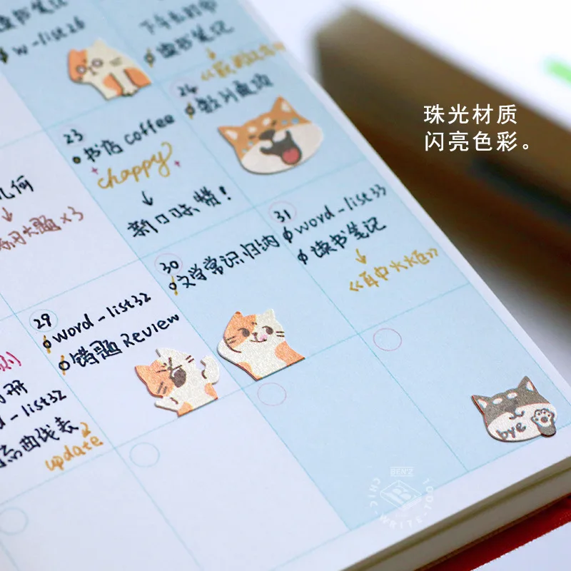 Kawaii Cat Shiba Inu Expressions Paper Stickers Scrapbooking Diy Journal Stationery Sticker Sheet Aesthetic Deco Supplies Gift