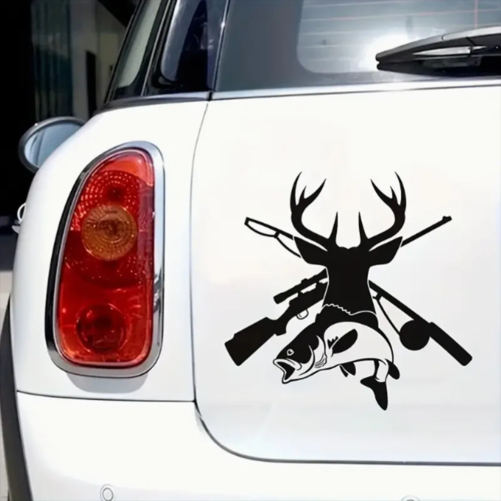 Hunting Deer Head Fishing Car Sticker For Laptop Wall Window Sticker For Car