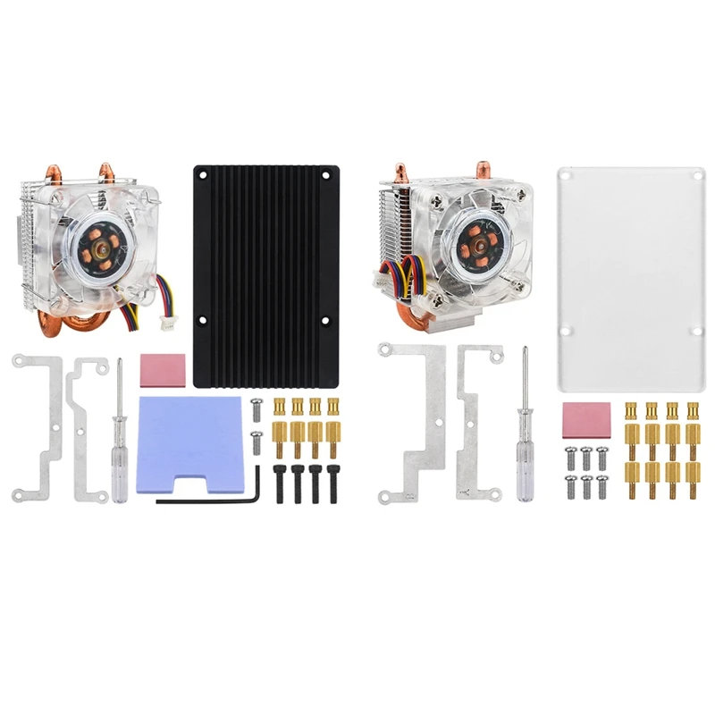 مروحة برج الجليد v2 أرق rgb ، مبرد وحدة المعالجة المركزية منخفض المظهر ، زعانف أنبوبية نحاسية على شكل حرف u للتوت pi 5 pi5