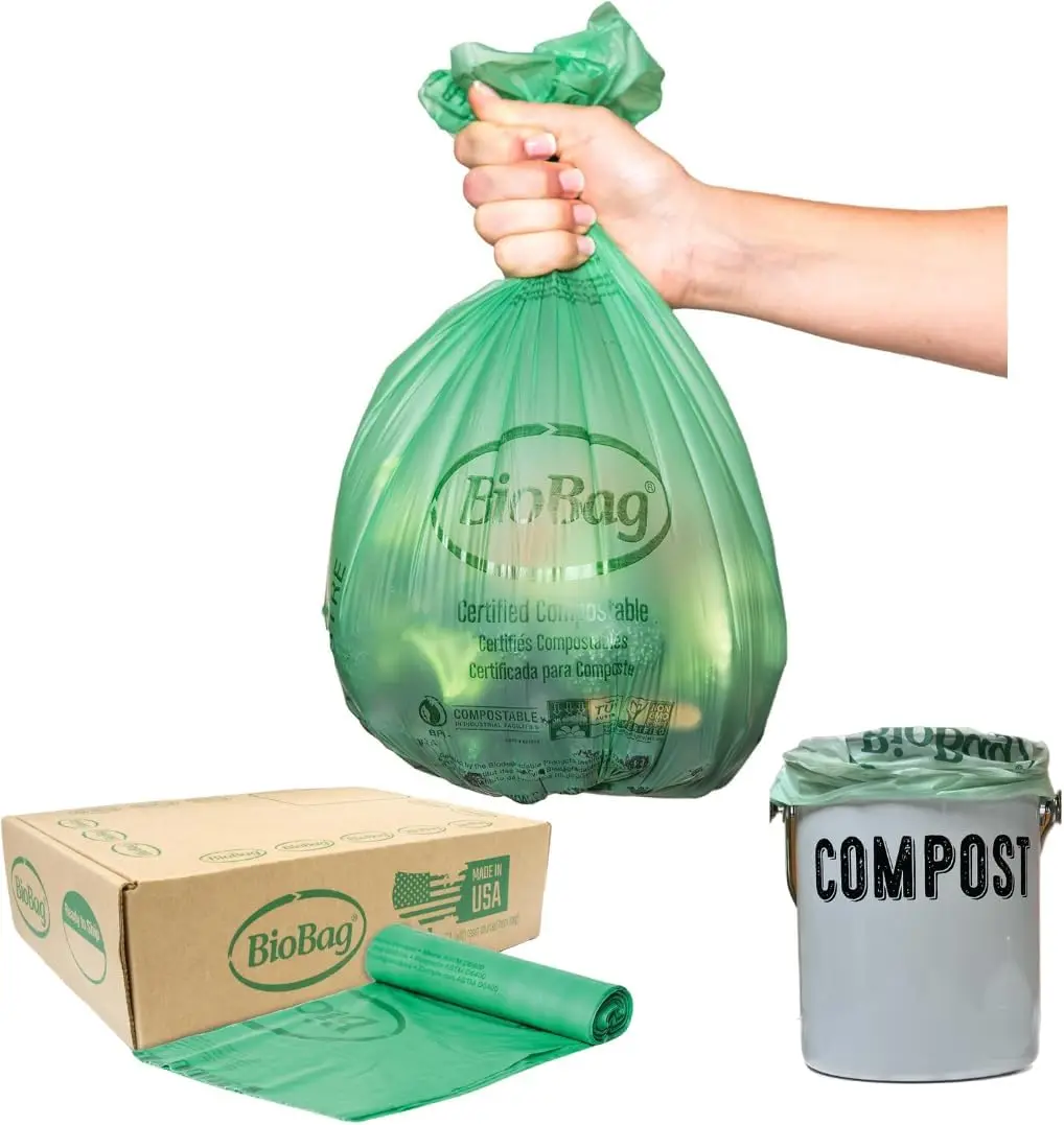 100 Count Compostable Food Scrap Bags, 2.6 Gallon, BPI Certified, Kitchen Bin Liners