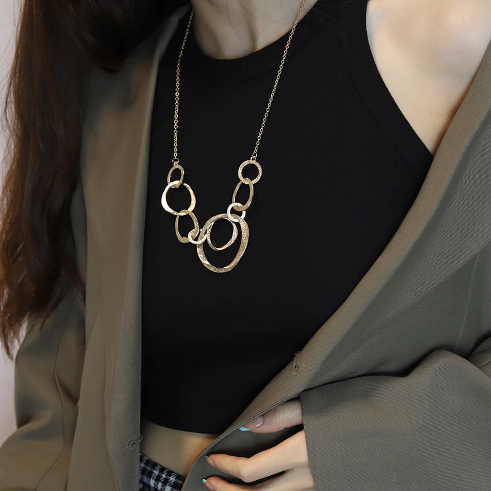 Classical Fashion Exaggerat Annulus Chocker Necklaces Collar Pendant Necklace women Statement Sweater Necklace